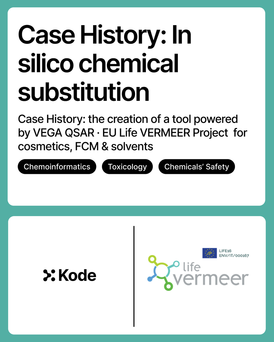 kode_solutions's tweet image. In the EU-funded Life VERMEER project (LIFE16 ENV/IT/000167), our Chemoinformatics team contributed to develop ToxEraser Tools: a suite of in-silico applications to identify safe alternatives in seconds. More: chm.kode-solutions.net/2026/03/09/cas…
#QSAR #InSilico #Tossicologia #Cosmetici #FCM