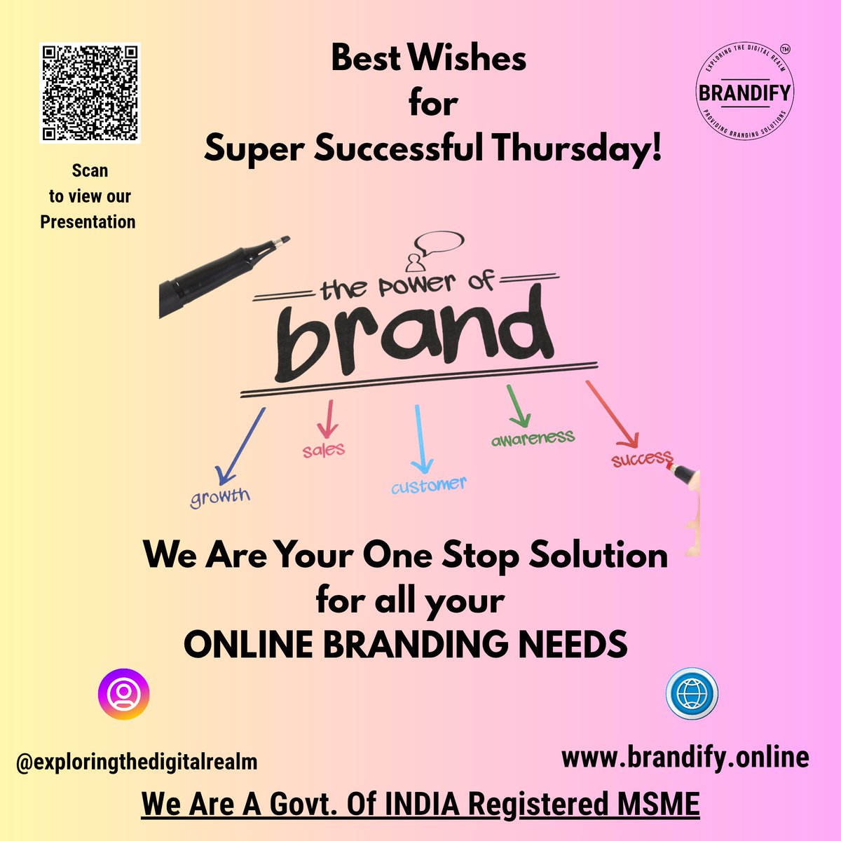 DigitalRealmIND's tweet photo. ⚡ Super Successful Thursday!

Thursday comes from Thor’s Day, named after Thor.

In business today, your online brand is your power.
Growth • Sales • Awareness • Success 🚀

Powered by BRANDIFY – Exploring The Digital Realm
#BRANDIFYETDR
#EXPLORINGTHEDIGITALREALM https://t.co/r7XGCbQ90Q