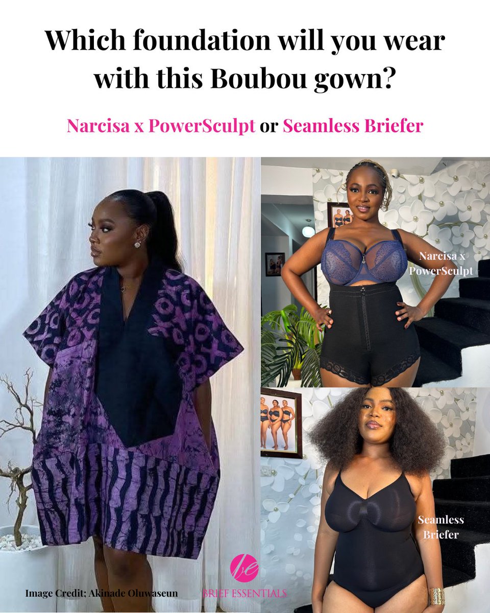 briefessentials's tweet image. Shapewear smooths your silhouette, supports your body, and helps your clothes fit better, so you can step out feeling confident.

Queens, option A or B — which are you rocking with this Boubou style? Tell us in the comments.

Featuring:
~ PowerSculpt Slim U-Shaped Post-Op Body
