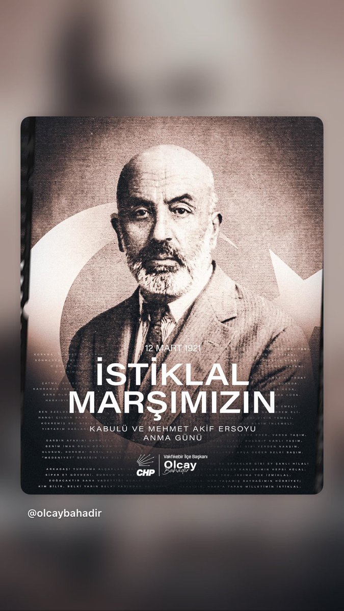 Milletimizin bağımsızlık ruhunu dizelere nakşeden İstiklal Marşımızın kabulünün 105. yıl dönümünde, başta Mehmet Akif Ersoy olmak üzere, vatanımız için mücadele eden tüm kahramanlarımızı rahmet, minnet ve saygıyla anıyoruz. 🇹🇷