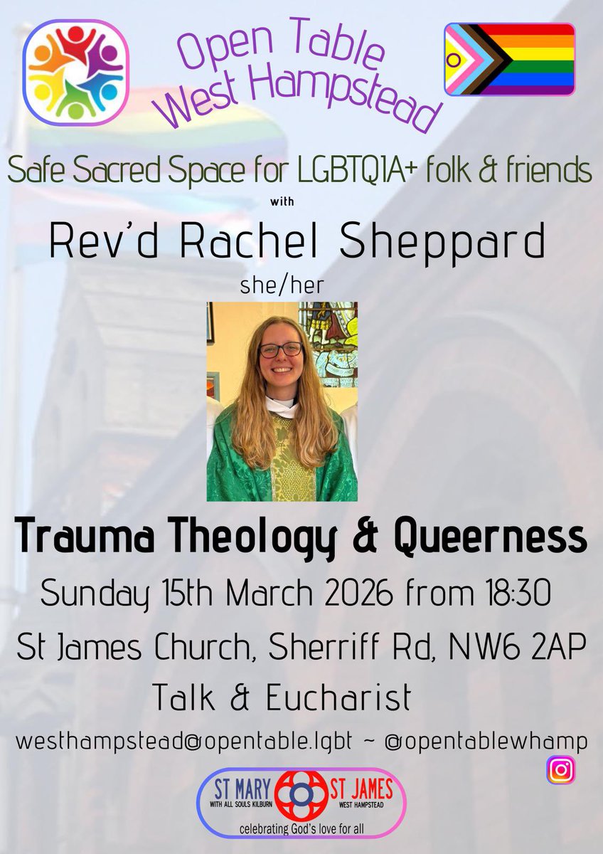 I’m totally delighted that we have Rachel Sheppard with us for <a href="/opentablewhamp/">Open Table West Hampstead 🏳️‍🌈🏳️‍⚧️</a> this coming Sunday. I am only sorry that I won’t be there myself as I’m still on medical leave 😢

We have known Rachel for quite some time here even before orindatiokn. She came with Franklin Lowe and