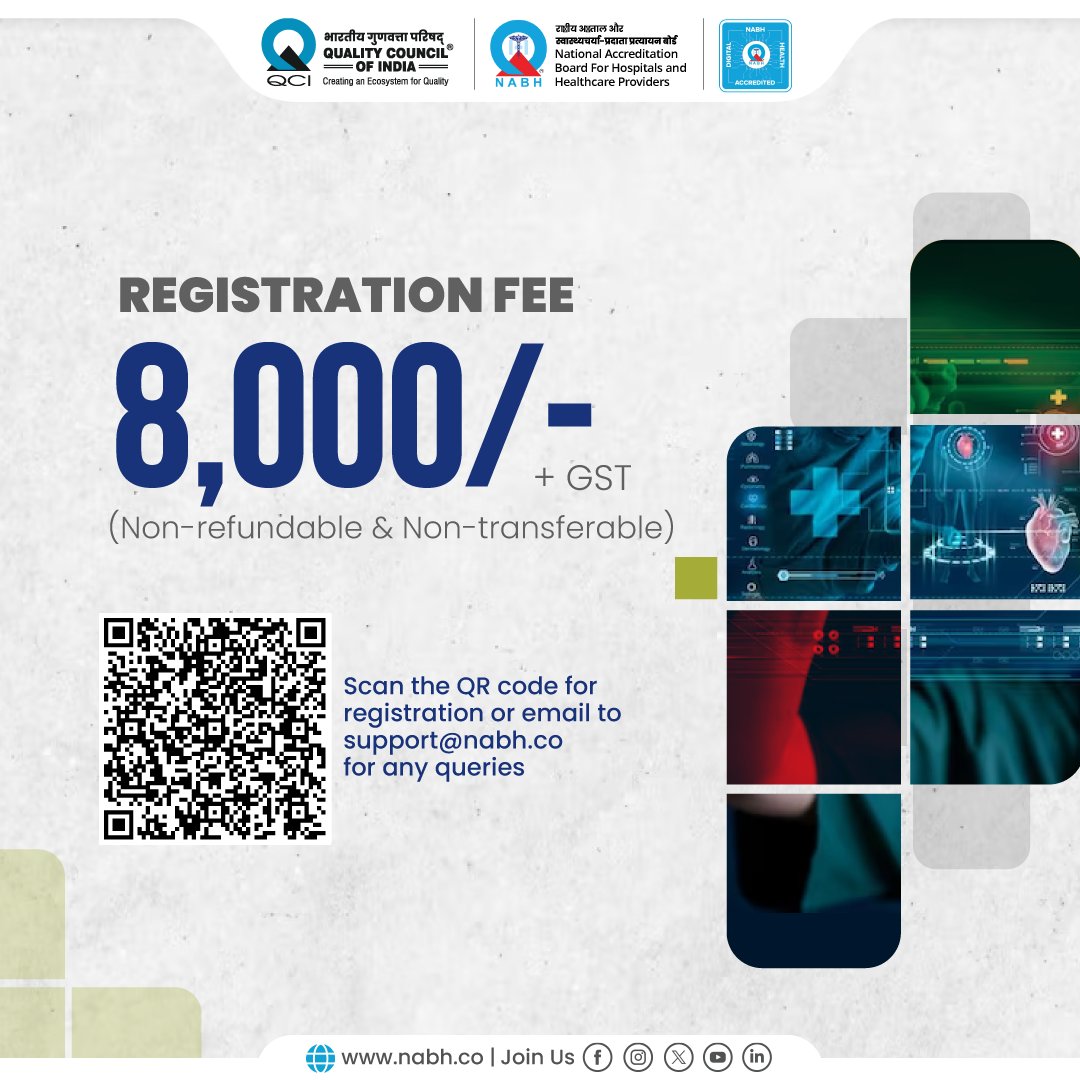 NABH_QCI's tweet image. Be part of the upcoming NABH Workshop on Programme on Implementation (#PoI) of #DigitalHealthStandards for Hospitals (2nd Edition).  

Gain hands-on understanding of implementing NABH Digital Health Standards to enhance #PatientSafety, streamline hospital information systems, and