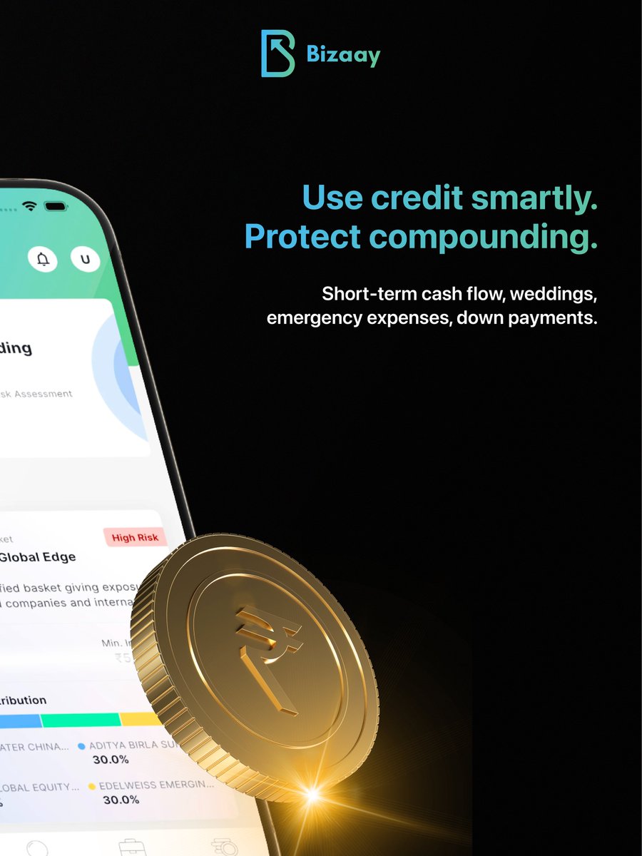 bizaayhq's tweet image. LAMF is for investors
who treat their portfolio as an asset, not an ATM.

Get instant loans againt mutual
funds on bizaay app.

#bizaay #lamf #financing #investing