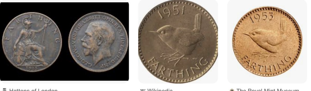 In 1937 the reverse of the Farthing changed from featuring Britannia to (how blooming WOKE) a WREN! Can you imagine the outrage merchants of the day? 🤣
