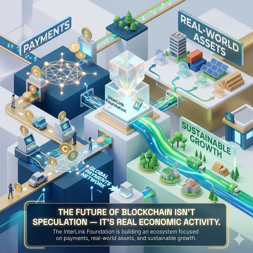 The future of blockchain isn’t speculation — it’s real economic activity.
The InterLink Foundation is building an ecosystem focused on payments, real-world assets, and sustainable growth.
#INTERLINK #ITLG #ITL #ITLX