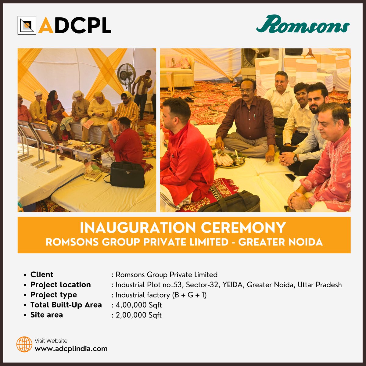 _adcpl's tweet photo. We are proud to share the successful inauguration of Romsons Group’s New Industrial Project, designed by ADCPL.

#InaugurationCeremony #IndustrialProject #IndustrialDesign #IndustrialArchitecture #ProjectSuccess #IndustrialDevelopment #Architect #Engineers #InteriorDesigners https://t.co/NdOE1j3fYU