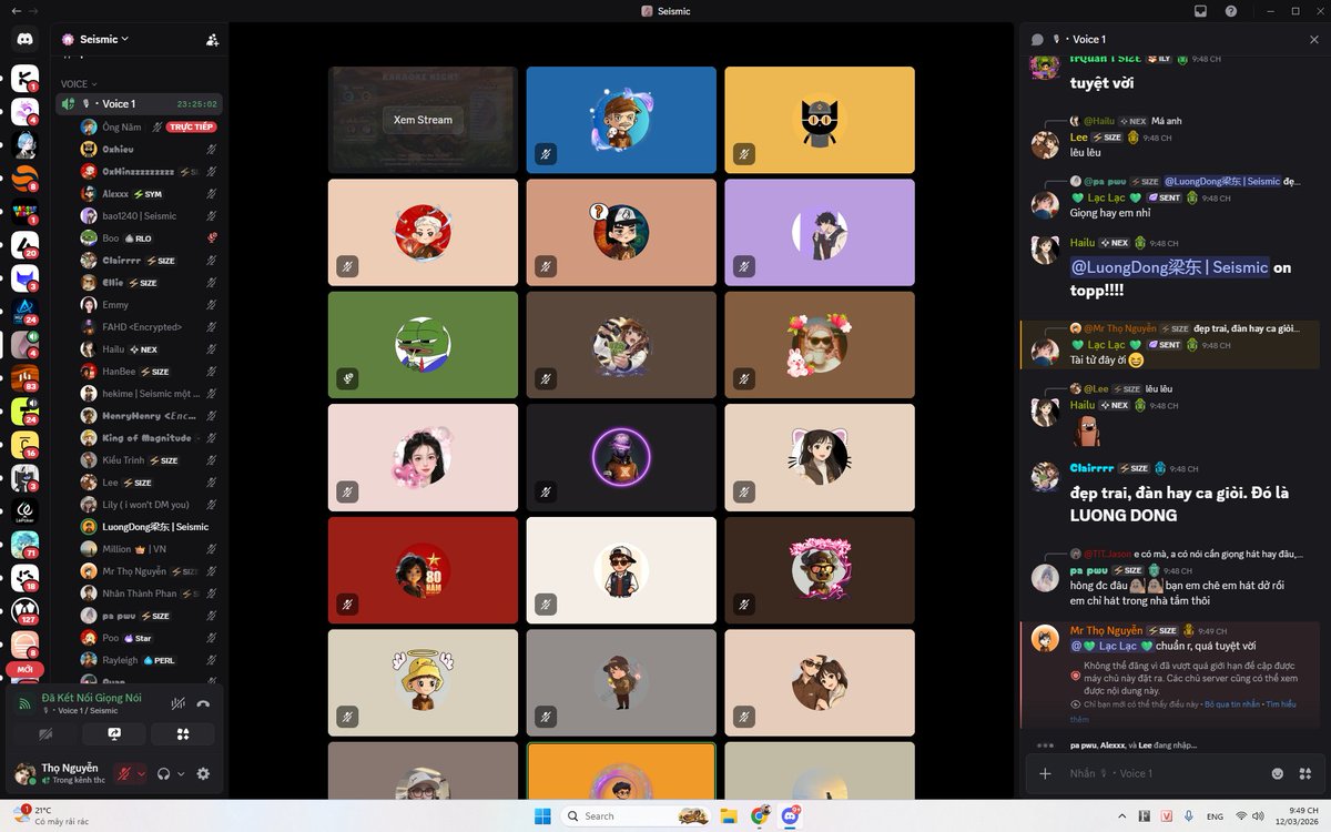 As usual, tonight we’re back with the weekly Thursday Karaoke Night of the Seismic Vietnam community. Wow, today we have so many talented singers, and we’re also welcoming an international voice <a href="/erjoedana/">maverick78333</a> !
This journey has truly been full of joy, warmth, and unity for me. Let’s