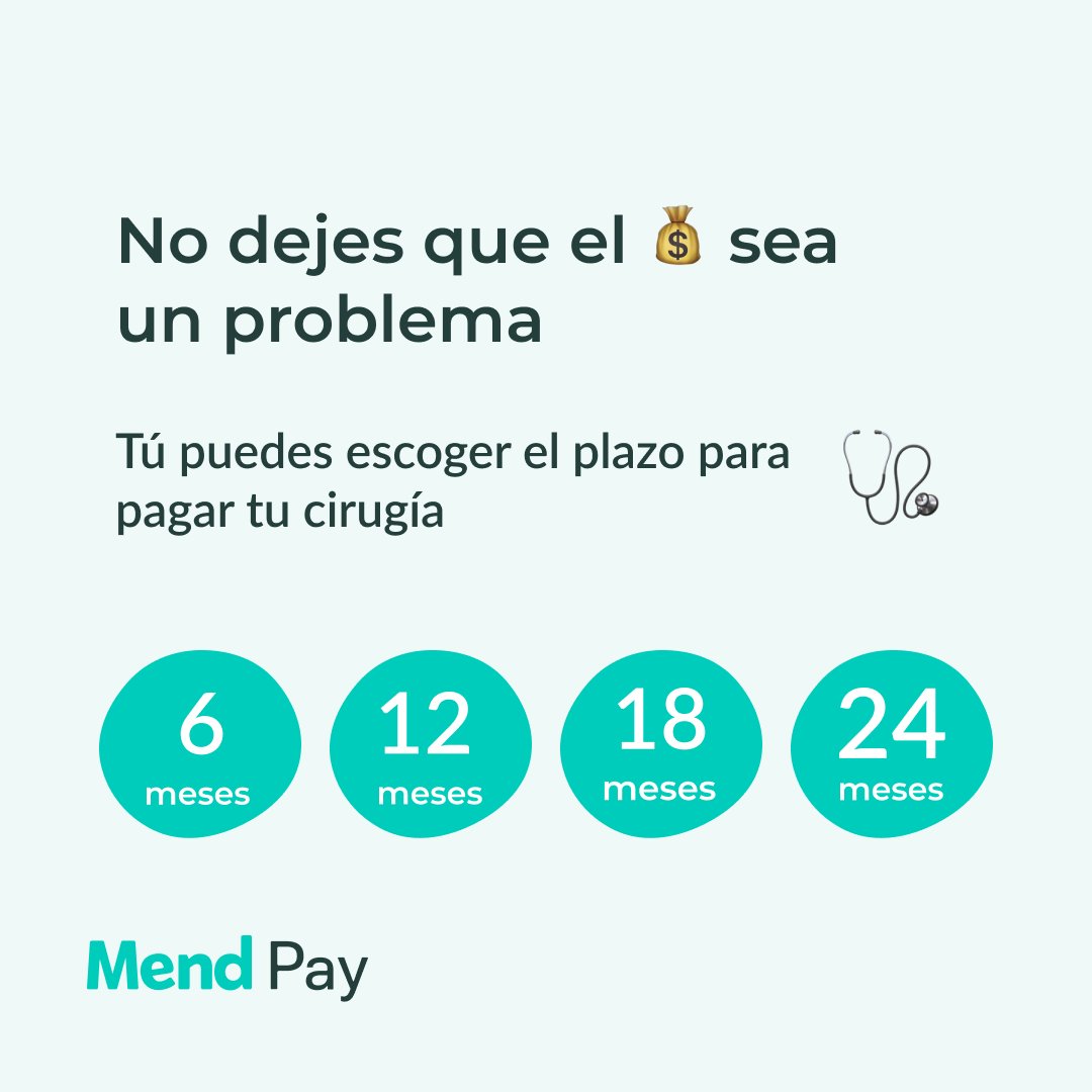 plastikgroup's tweet photo. ¿Necesitas apoyo financiero para pagar tu cirugía? Con MMendPaypuedes pagar tu cirugía hasta en 24 meses y sin tarjeta de crédito. 
Realiza tu solicitud en https://t.co/QcErpE6W17
#MendPay #CréditosMédicos #FinanciamientoMédico https://t.co/QUdOSAeV1z