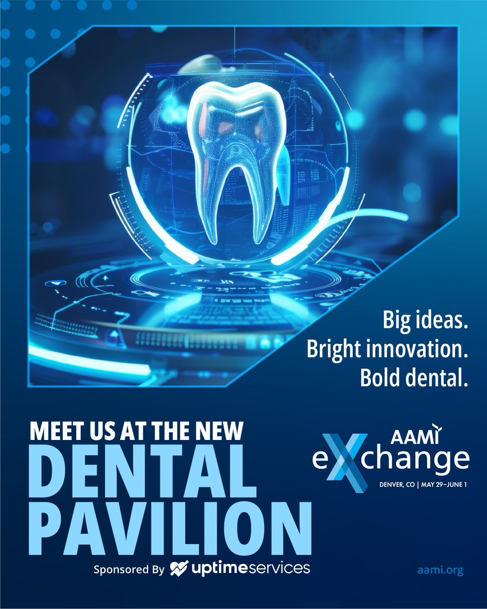 aami_connect's tweet photo. The former @uptime_services  Dental Summit has evolved into the Dental Pavilion by UptimeServices at AAMI eXchange... and we’re bringing dental technology front and center at the leading HTM event in the country in DENVER!

For details: https://t.co/7eBXs9Fv5P https://t.co/jNOCUwPkns