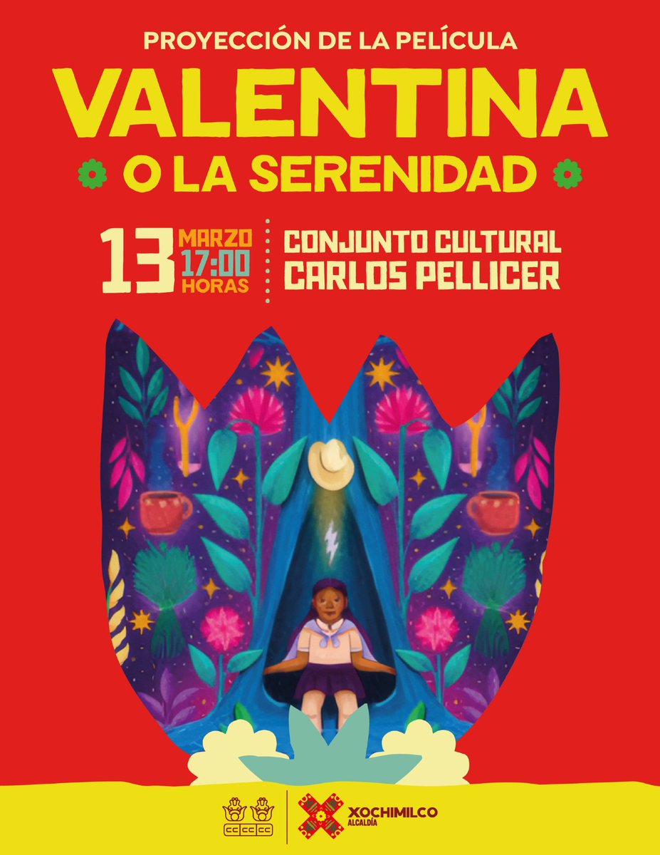 Disfruta de la película "Valentina o la serenidad"
Mañana 13 de marzo
A las 17:00 hrs.
En el CC Carlos Pellicer <a href="/XochimilcoAl/">Alcaldía Xochimilco</a>