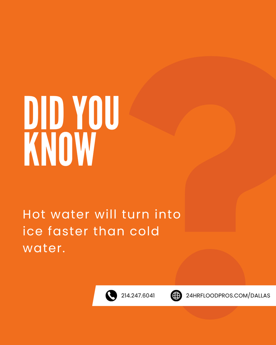 24floodprosdfw's tweet image. Did you know? Here's a fascinating fact about how water freezes. Check it out and share your thoughts!
#WaterFacts #FreezingPoint #ScienceIsCool #LearnSomethingNew #NatureLovers #CuriosityCorner #FunWithScience