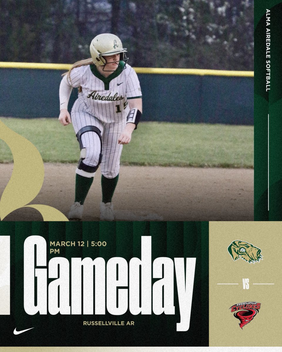 The Airedales are back on the diamond tonight. They open 5A West Conference play traveling to Russellville to take on the Cyclones! First Pitch 5:00!
#BeElite