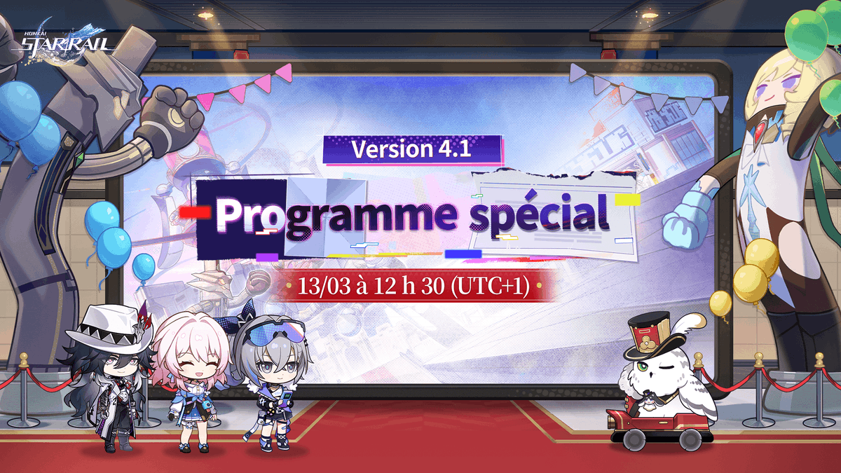 🎁 Participez à la discussion #HSRSpecialProgram pour avoir une chance de gagner des Pass du Star Rail
Le programme spécial de la version 4.1 de Honkai : Star Rail sera diffusé le 13/03/2026 à 12 h 30 (UTC+1).
YouTube :
youtube.com/live/TgGPAPo02…

Partagez ce post avec le hashtag