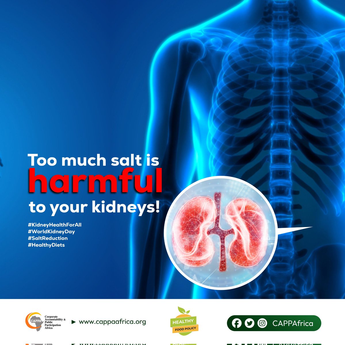 Princewill39896's tweet image. @HealthyFood_NG Excess salt can disrupt Osmoregulation. 
Lesser Salt, healthier kidney 
#KidneyHealthForAll
#WorldKidneyDay
#SaltReduction
#HealthyDiets