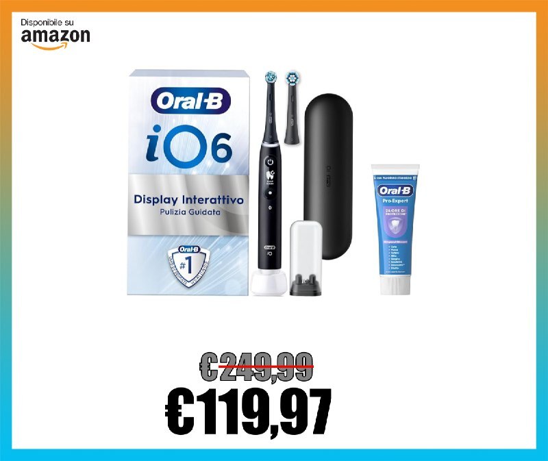 Ultimissima1's tweet photo. 💣 PREZZO BOMBA 💣 - 🪥 Oral-B Spazzolino Elettrico Ricaricabile iO 6N Nero, 1 Spazzolino Elettrico, 2 Testine Di Ricamb... https://t.co/nju837tRZb https://t.co/NYUj5NhPRv 

💣 PREZZO BOMBA 💣

🪥 Oral-B Spazzolino Elettrico Ricaricabile iO 6N Nero, 1 Sp… https://t.co/10Ro38b3CZ https://t.co/qrIfKwhklh
