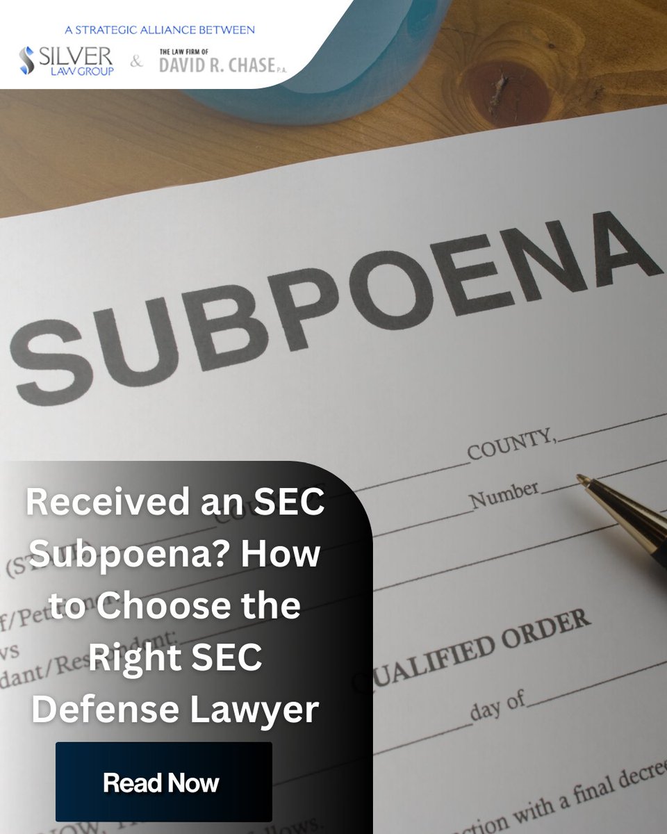 SECWhistAtt's tweet photo. You open the envelope it’s from the SEC.

A subpoena marks the start of a federal investigation that can affect your career and reputation. Early defense strategy matters.

We break down 3 key factors to consider when hiring an SEC defense lawyer. https://t.co/qxKiEyYomk