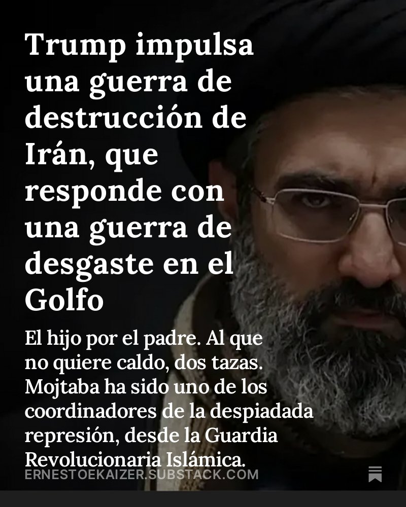 APUNTE Jamenei ha hablado."Todas las bases militares deben ser cerradas para evitar que Irán siga atacándolas. El estrecho de Ormuz seguirá cerrado. Irán seguirá luchando para vengar a sus mártires. Agradece a los militares, apoyo a los afectados y solidaridad entre los iraníes"