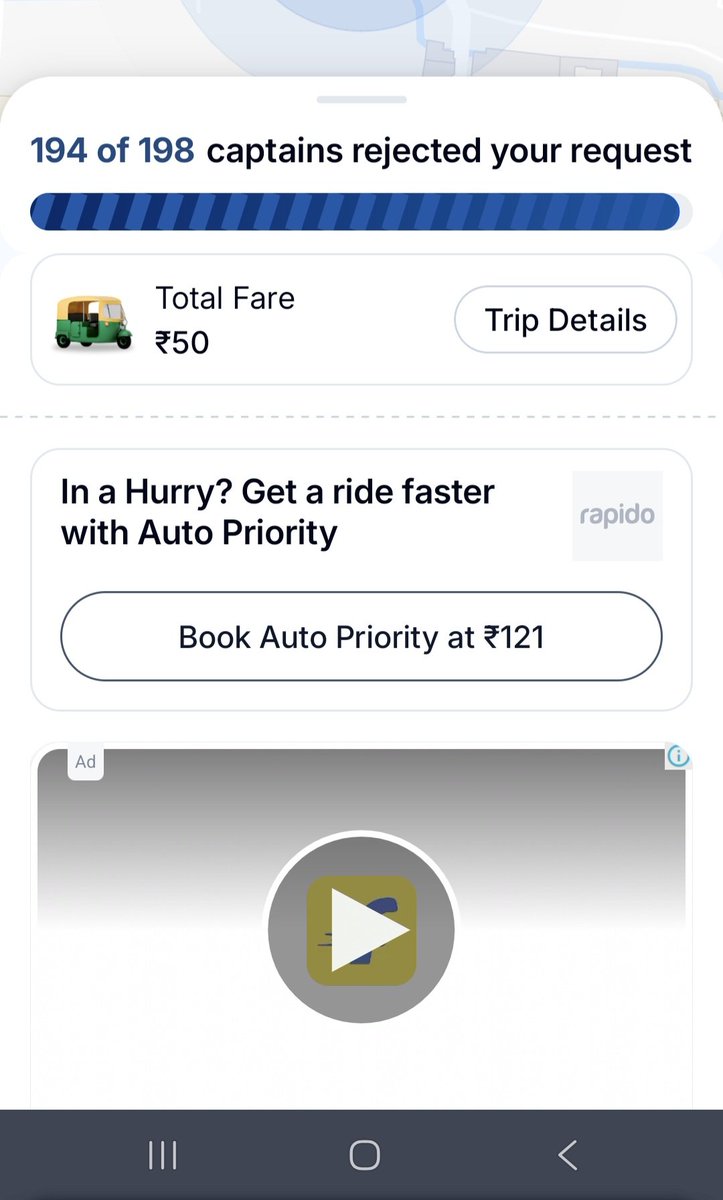 Meg_Chatterjee's tweet photo. @pallavipandeyy It's hard to understand my request for a ride being rejected by 100s of auto guys nearly every morning on Rapido. With no last mile connectivity to metro stations, relying on autos or cabs is the only way. Yet, despite the opportunity, the auto guys don't accept the rides. https://t.co/HAQk1RFegG