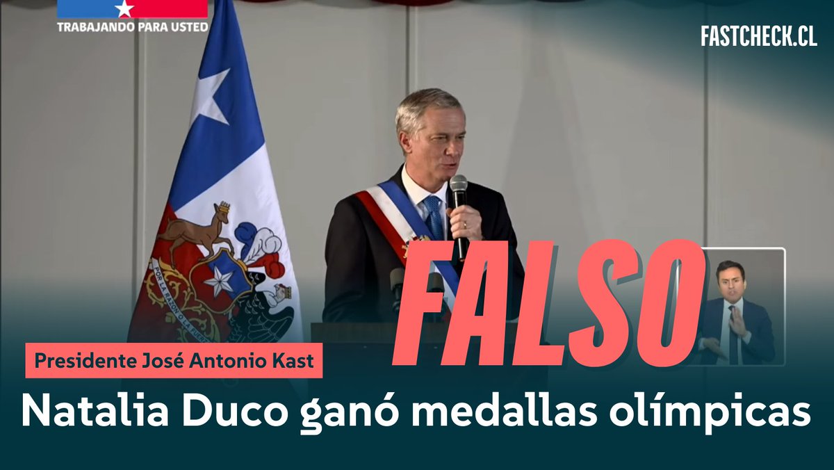 🔎 #FactChecking | En su primer acto como presidente en ejercicio, José Antonio Kast aseguró que su ministra de Deporte, Natalia Duco 'coronó a Chile' con medallas olímpicas. Fast Check calificó esto como ❌#Falso

No te quedes solo con esta bajada👇🏻
fastcheck.cl/2026/03/12/nat…