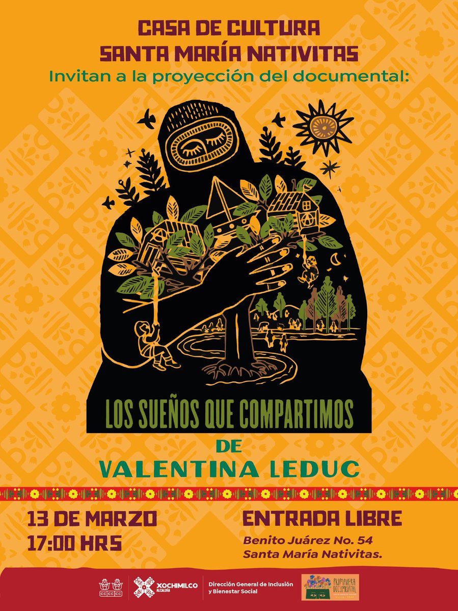 Disfruta del documental "Los sueños que compartimos"
Mañana 13 de marzo
A las 17:00 hrs.
En CC Santa María N. <a href="/XochimilcoAl/">Alcaldía Xochimilco</a>