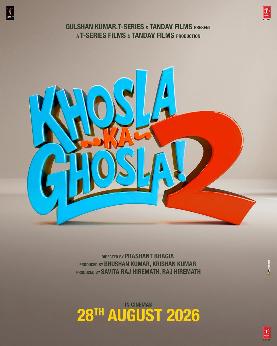 taran_adarsh's tweet photo. CULT CLASSIC RETURNS – 'KHOSLA KA GHOSLA 2' TO RELEASE ON 28 AUG 2026... The much-loved cult classic film #KhoslaKaGhosla is officially making a comeback with its sequel, #KhoslaKaGhosla2, which arrives in cinemas on 28 Aug 2026 [#RakshaBandhan].

Directed by Prashant Bhagia, the film is produced by Bhushan Kumar, Krishan Kumar, Savita Raj Hiremath, and Raj Hiremath.