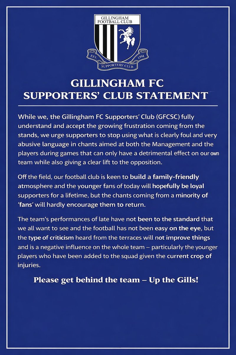 Gillingham FC Supporters' Club tweet media