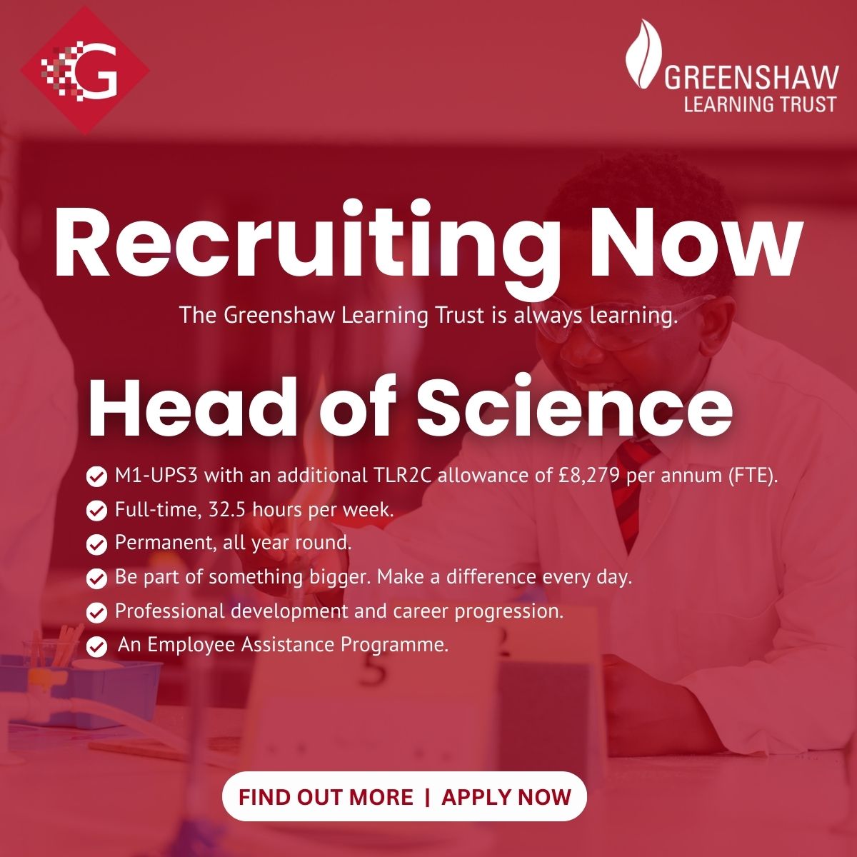 gltrecruitment's tweet image. Gloucester Academy is recruiting for an inspiring Head of Science to make a real difference in the classroom and beyond.🔍

Find out more and apply today.
Applications close on the 22nd of March 2026.

#HeadOfScience #TeachingJobs #EducationCareers #gloucestershire