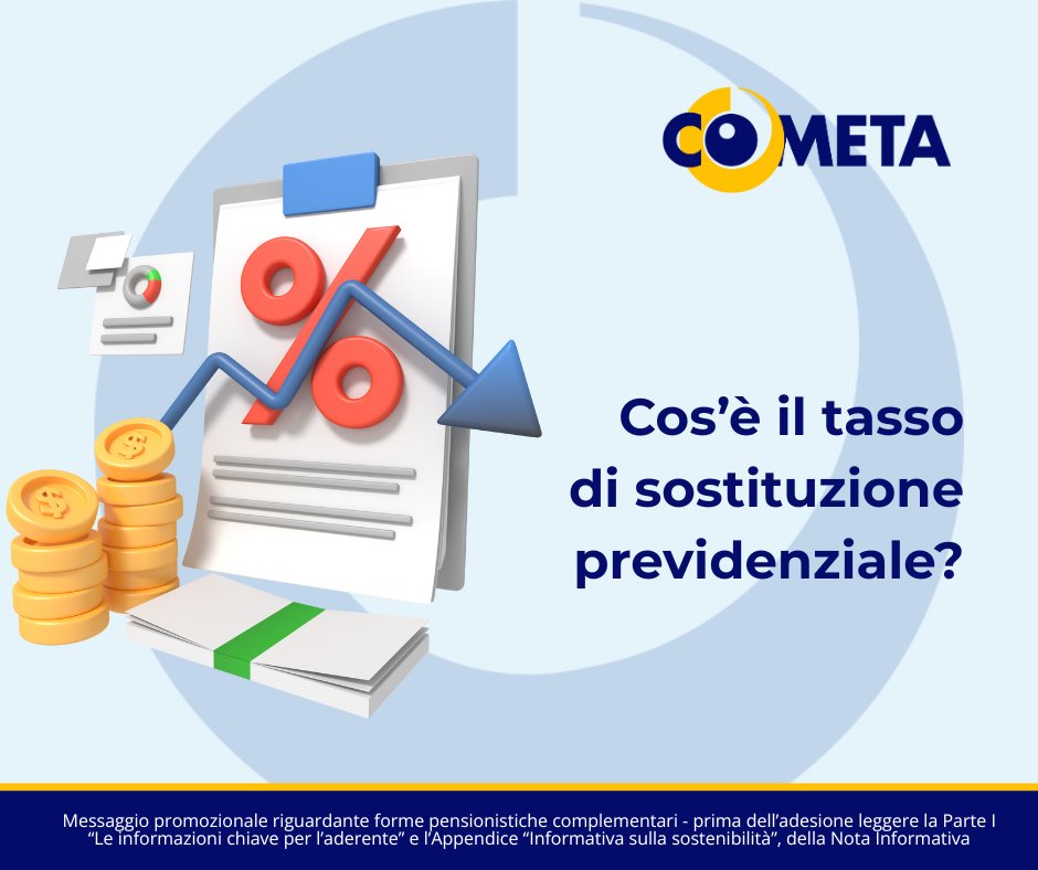 💹 Il tasso di sostituzione è il rapporto fra la prima rata annua di pensione e l’ultima retribuzione annua.
La #PrevidenzaComplementare permette di integrare la pensione di base per mantenere il tenore di vita desiderato in pensione.
🔗 bit.ly/4qkf4ZT
#FondoCometa #TFR