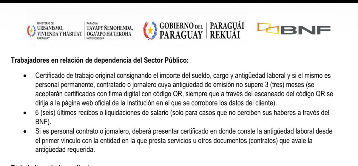 Me intriga saber si Chaqueñito solicitó certificado de trabajo al senado para acceder al departamento. Ese documento es exigencia del <a href="/muvhpy/">Ministerio de Urbanismo Vivienda y Hábitat</a> para el solicitante.