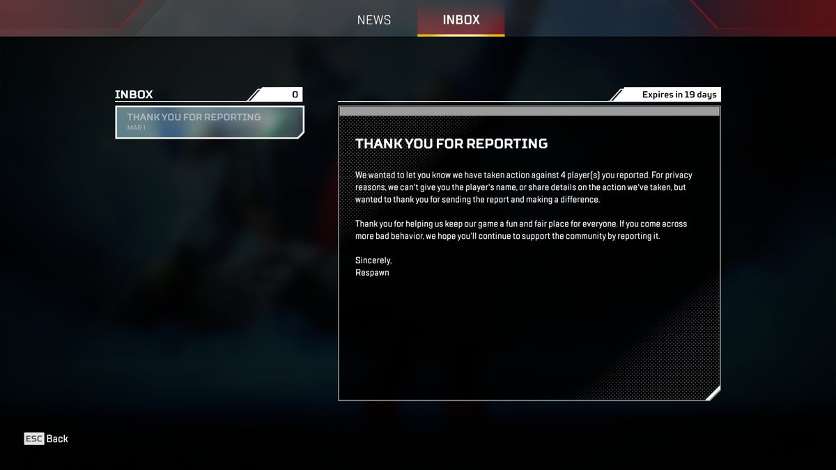 So most people i reported got banned or something if only they tell me who these guys are would be nice right ? <a href="/Respawn/">Respawn</a>