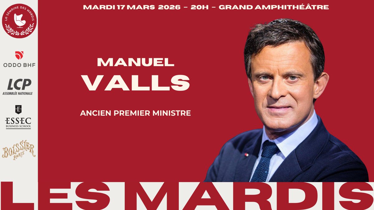 lesmardis's tweet photo. Le mardi 17 janvier, @lesmardis auront le plaisir de recevoir Manuel Valls, ancien Premier Ministre. 
📍3 avenue Bernard Hirsch, Cergy 
🎟️ Réservation obligatoire : https://t.co/MQmj64xfr5 
📸 Retransmis en live sur Youtube : https://t.co/KVsTGeTtom 
@ODDO_BHF @LCP https://t.co/qSkE9BSdfd
