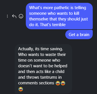 kevthemeh's tweet photo. @AlyxCantPlay @PlayPhasmo @_ManiacsGaming_ @The_SaboteurTTV See she didn't deny it. And even calls telling someone to kill themself... "time saving" :O https://t.co/n2AesIeF3P