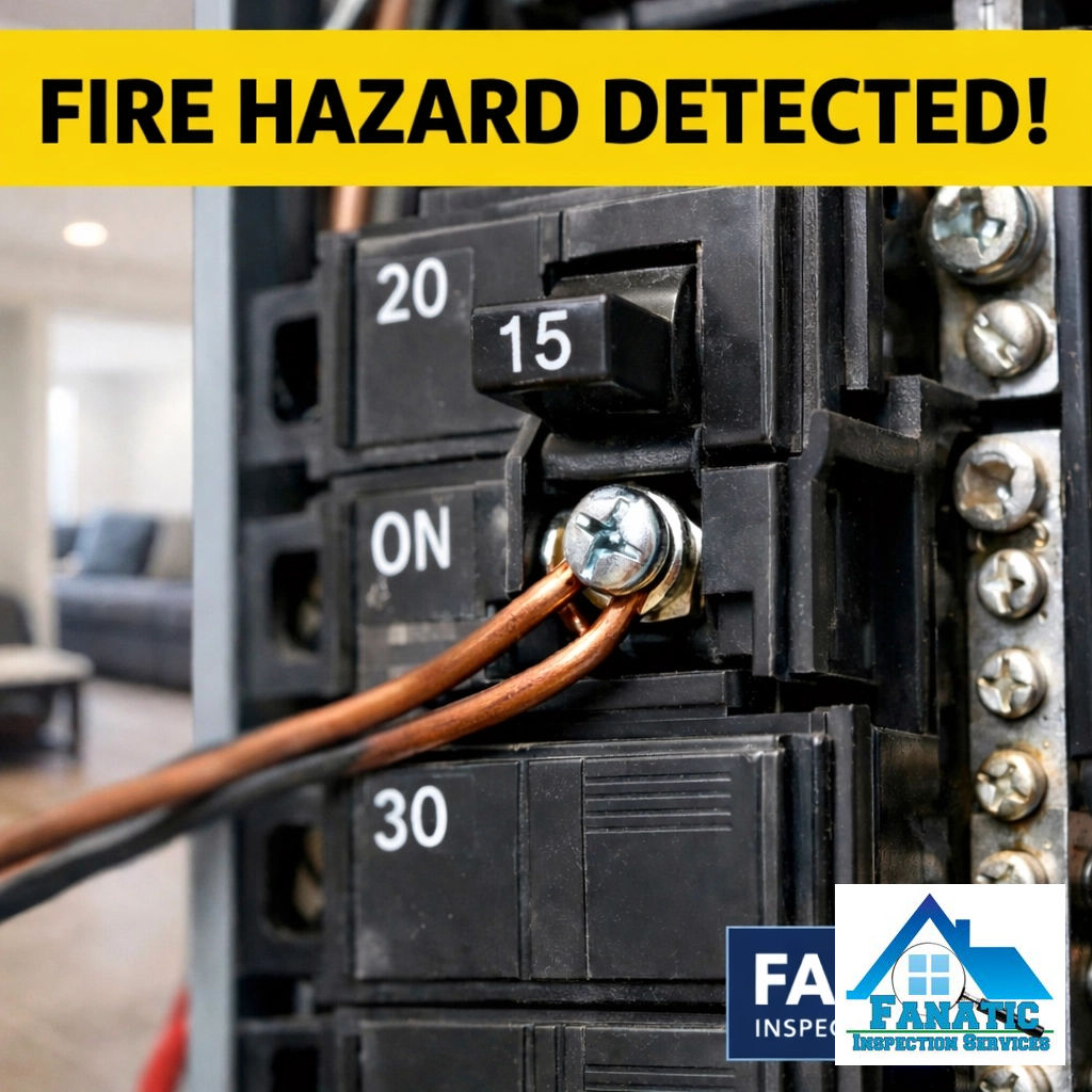 fanaticservices's tweet image. ⚡️ DOUBLE TAPS = FIRE HAZARD! ⚡️

Two wires under one screw create arcing. Most breakers only handle one wire. Get an inspection before you buy!

fanaticinspections.com
#HomeSafety #ElectricalWiring #InspectionFinds #DMVRealEstate #FanaticInspections