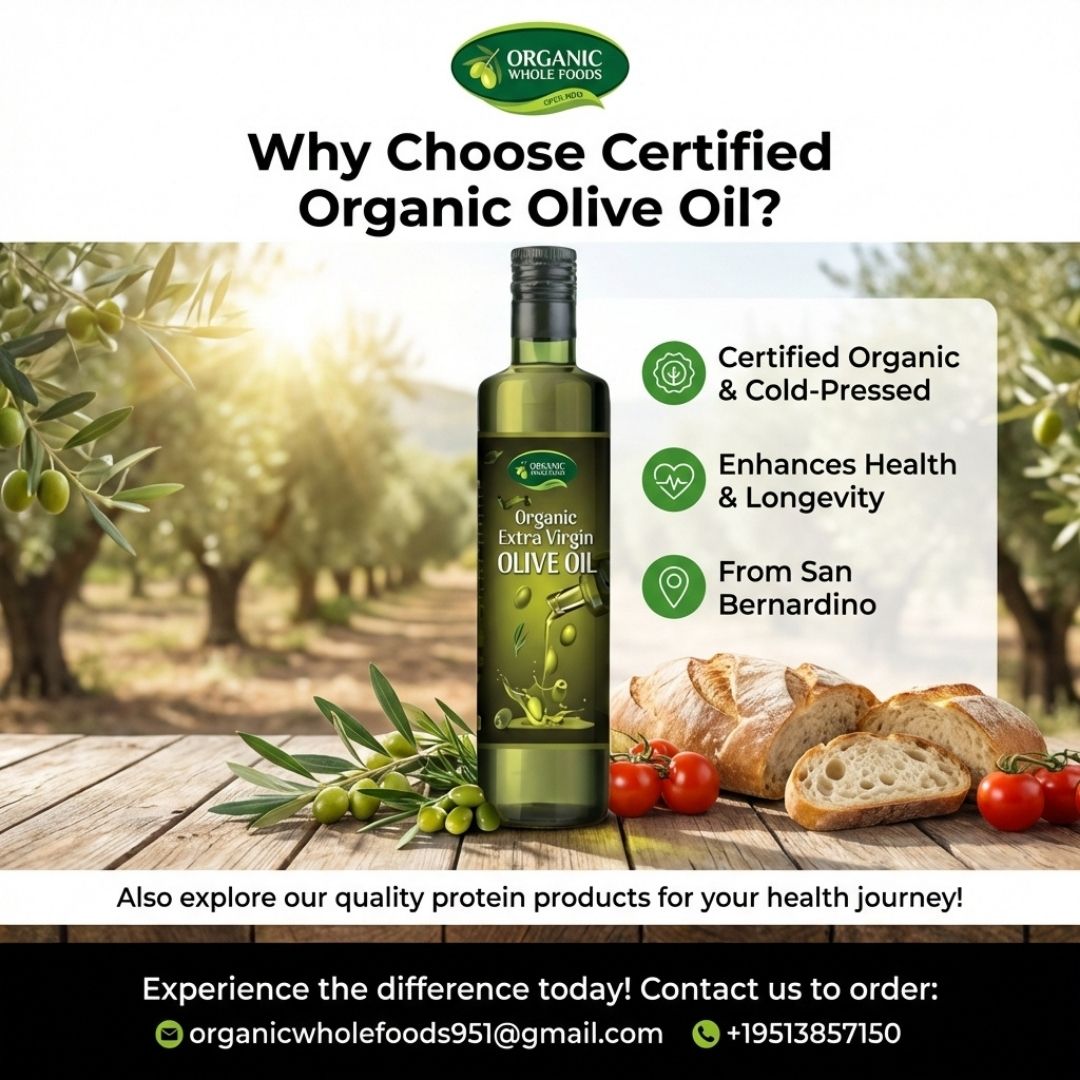 _ORGANICFOODS's tweet image. Experience the quality and health benefits of our cold-pressed, certified organic extra virgin olive oil from San Bernardino—your heart will thank you! Shop now: organicwholefoods.odoo.com/shop #OrganicOliveOil #ColdPressed #HealthyFats #ExtraVirginOliveOil #Clean...