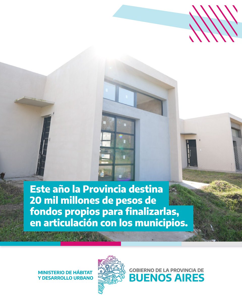 MinHabitatPBA's tweet photo. 👉 ¿Sabías que vamos a #Completar las obras que el gobierno nacional dejó paralizadas? En la Provincia, retomamos los proyectos que se encontraban abandonados con un alto grado de avance físico y vamos a terminarlos con financiamiento propio. https://t.co/2Ple80iF6k