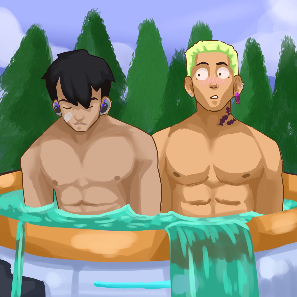 notthatspec's tweet photo. Two bros chilling in a hot tub… https://t.co/XVyYcPE2pK