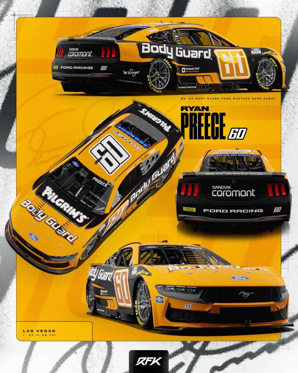 FastenalCompany's tweet photo. Excited to watch @RyanPreece_ compete at the Las Vegas Motor Speedway on Sunday in the No. 60 Body Guard Ford. #BodyGuardbyFastenal #EngineeredforSafety #RFKracing https://t.co/6L7T9KEnKh