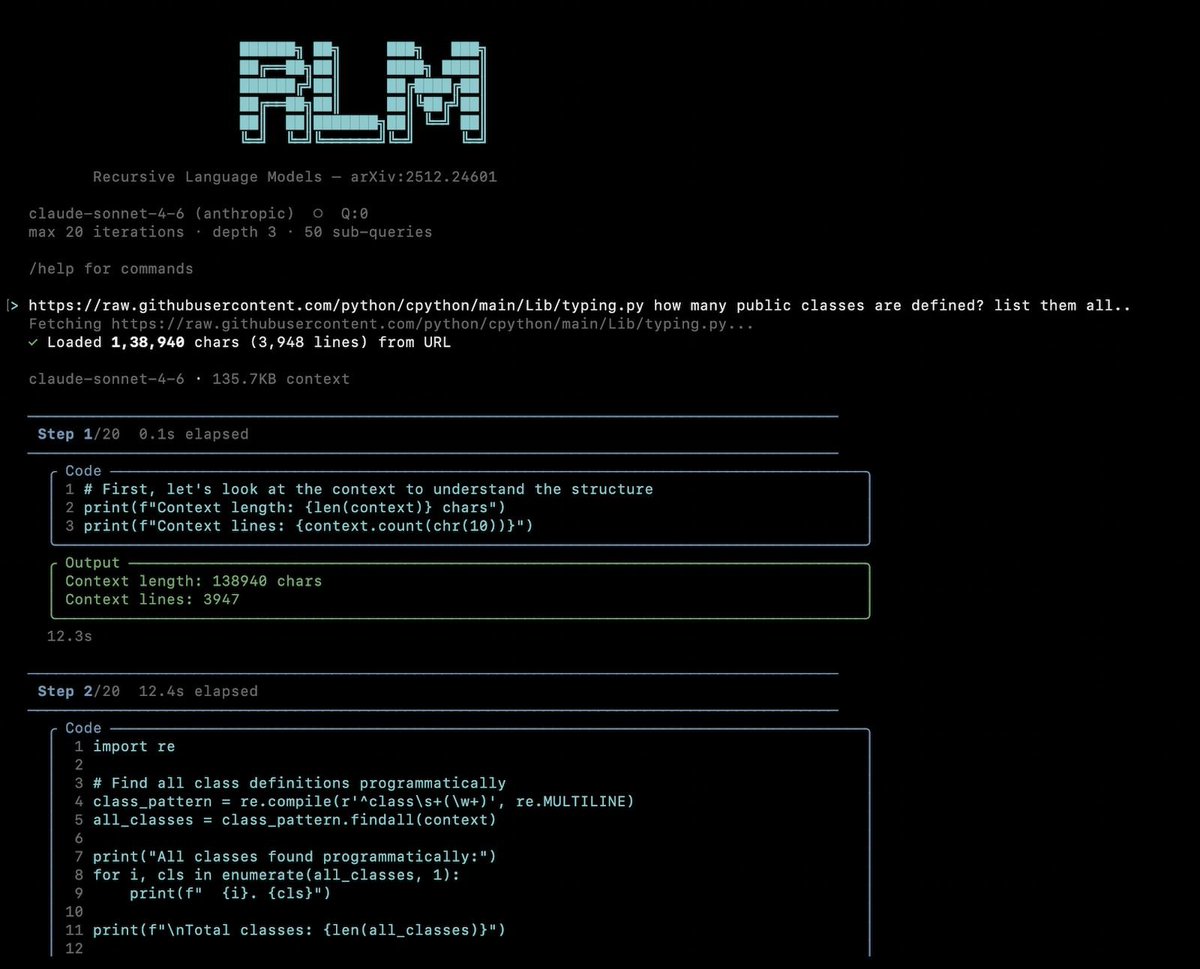 just shipped rlm (recursive language model) cli

it's based on recursive language models paper (arXiv:2512.24601), so the layman logic is instead of stuffing your entire context into one llm call and hoping it doesn't go into context rot, rlm writes code to actually process the