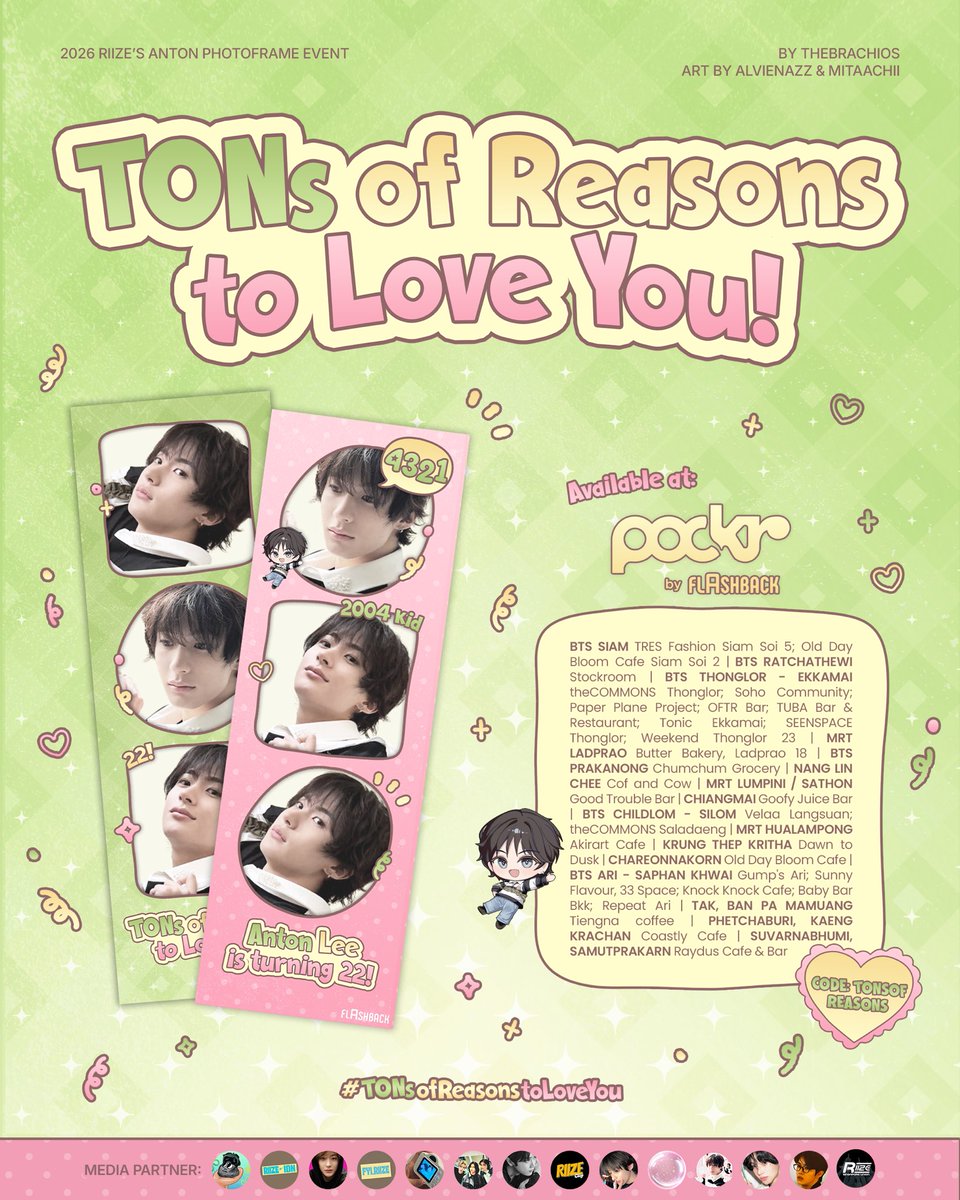 Chanyoung_IDN's tweet photo. ˙⋆.˚ 𝗧𝗢𝗡𝘀 𝗼𝗳 𝗥𝗲𝗮𝘀𝗼𝗻𝘀 𝘁𝗼 𝗟𝗼𝘃𝗲 𝗬𝗼𝘂 .ᐟ

2026 #ANTON Birthday Photoframe Event by @thebrachios 

✿ POCKR by Flashback, 🇹🇭
✿ Code: TONSOFREASONS

#TONsofReasonstoLoveYou #ANTON #앤톤 #RIIZE #라이즈 https://t.co/lB4b5xWeHH