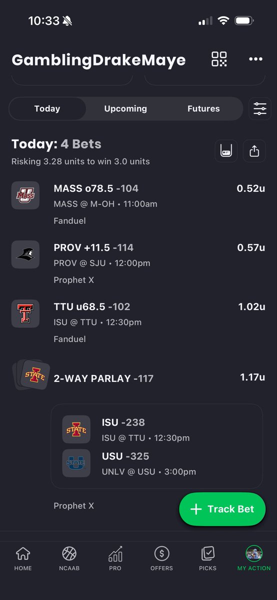 GamblingMaye's tweet photo. Early Afternoon Plays😶‍🌫️

UMASS O 78.5 TT 0.5u
Providence +11.5 0.5u
Texas Tech U 68.5 TT 1u

Iowa State/Utah St MLP (-117) 1u

Will Have A Card For Later, Just Wanted To Get These Out Now. 
#Gambling𝕏 #cbb https://t.co/PBLY3GdtVY