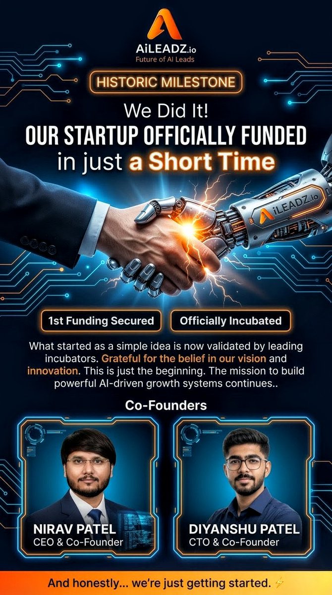 Xblacklisted's tweet photo. https://t.co/MqVZ5CKZaK just secured its first funding &amp; official incubation.
We're building AI that finds, qualifies &amp; converts leads on autopilot.
No cold lists. No spray-and-pray. Just intelligent growth systems.
This is Day 1. 
🔗 https://t.co/x6K0cbNTfW https://t.co/vjU4H9IFUW