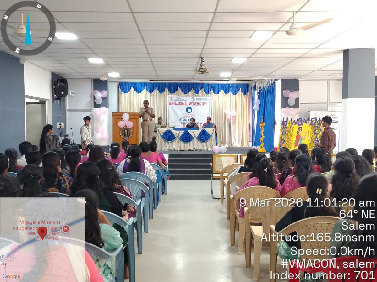 VMACON1991's tweet photo. Women  Empowerment committee and Obstetrics and Gynecological Nursing Department organized   International Women's Day on 09.03.26. The programme was inaugurated by Mrs.S.Anandha Jothi, Inspector  of Police,  All women police station, Salem. https://t.co/WwINLjTQ61