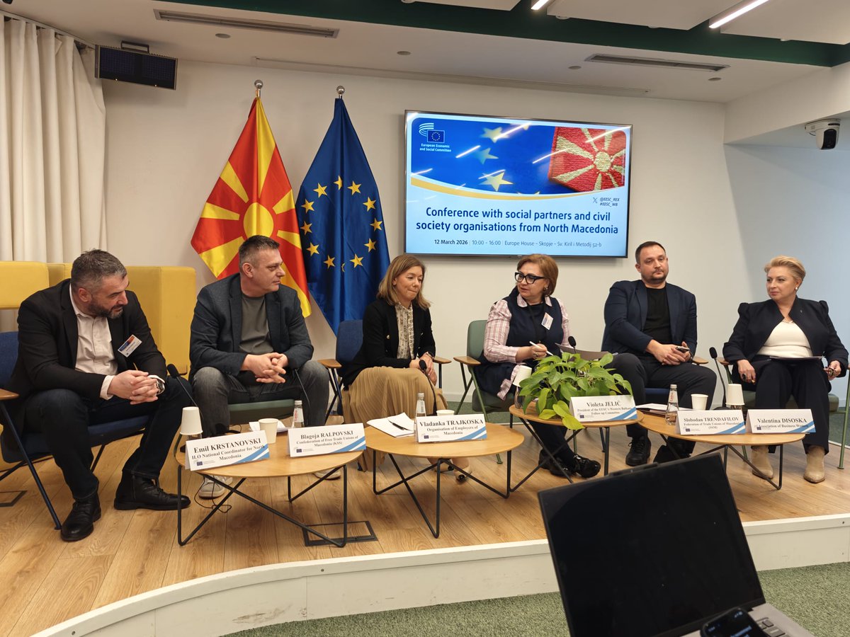 EESC_REX's tweet photo. 🙌 Wrap-up from #Skopje: @EU_EESC thanks social partners &amp; #CivilSociety from 🇲🇰 for today's valuable discussions on 🇪🇺 accession priorities.

Our commitment remains strong: we want to involve you even more in our work, supporting the journey and learning from your experience. 🤝 https://t.co/nlKkPxuJbQ