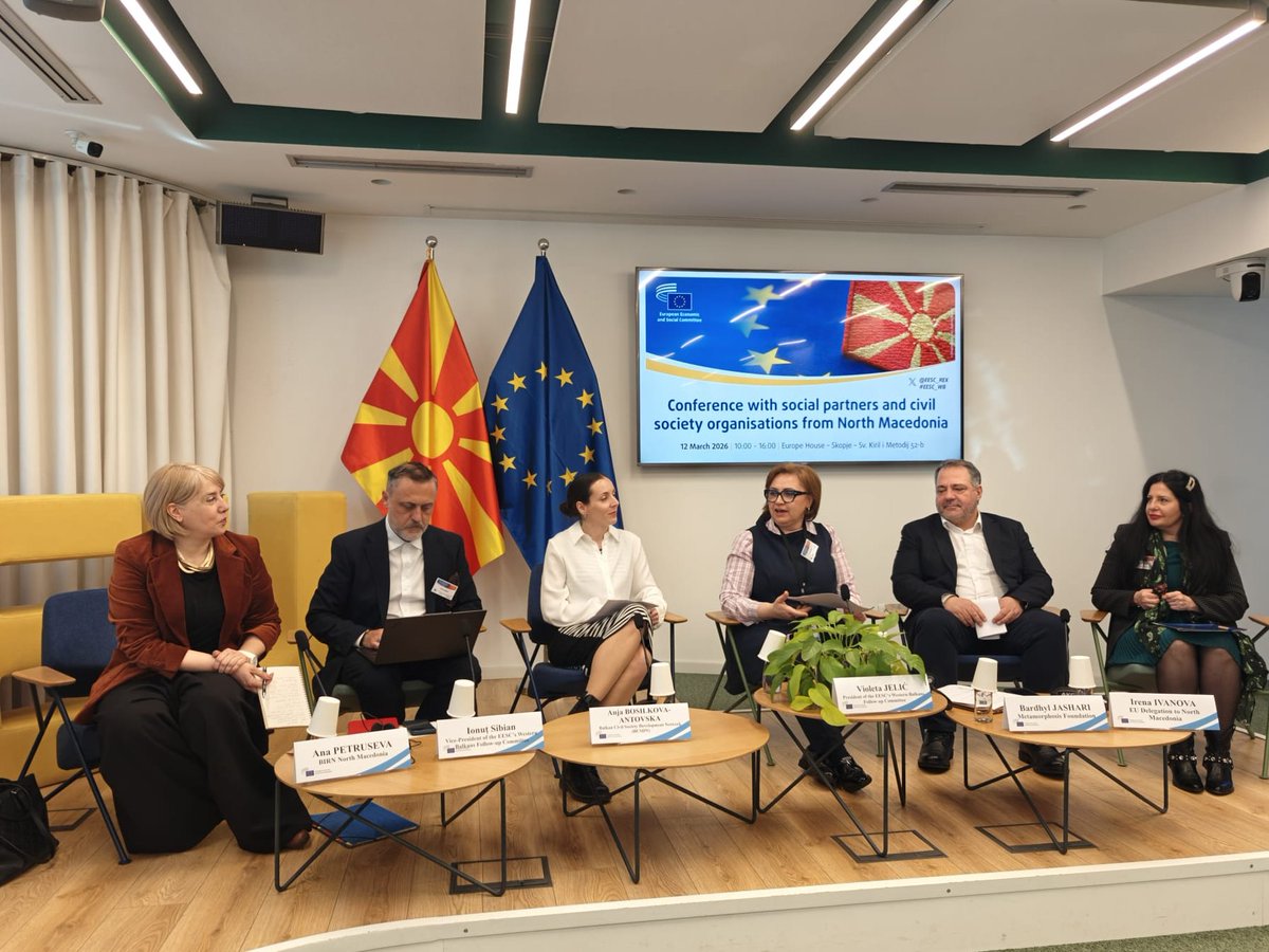 EESC_REX's tweet photo. 🙌 Wrap-up from #Skopje: @EU_EESC thanks social partners &amp; #CivilSociety from 🇲🇰 for today's valuable discussions on 🇪🇺 accession priorities.

Our commitment remains strong: we want to involve you even more in our work, supporting the journey and learning from your experience. 🤝 https://t.co/nlKkPxuJbQ