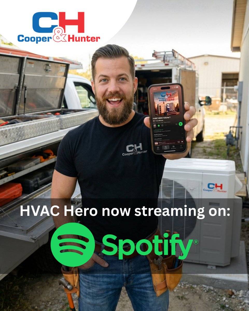 The HVAC HERO album is here! 🔥
Cooper&amp;Hunter created the HVAC HERO album as a tribute to the contractors and technicians who represent us every single day—and it’s now streaming on Spotify.

You can also listen on YouTube Music and Apple Music.
