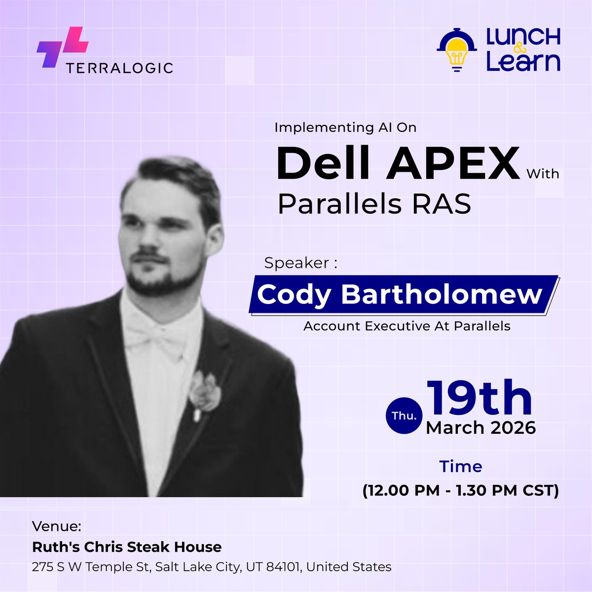 Terralogic_'s tweet image. 🎤 Meet Our Speakers!

Join us for an insightful Lunch &amp;amp; Learn featuring industry experts:
Brandon Bigler from Dell
Cody Bartholomew from Parallels
David Richard from Terralogic

Register Now - terralogic.com/lunch-and-lear…

#LunchAndLearn #AI #DellAPEX #ParallelsRAS #Terralogic