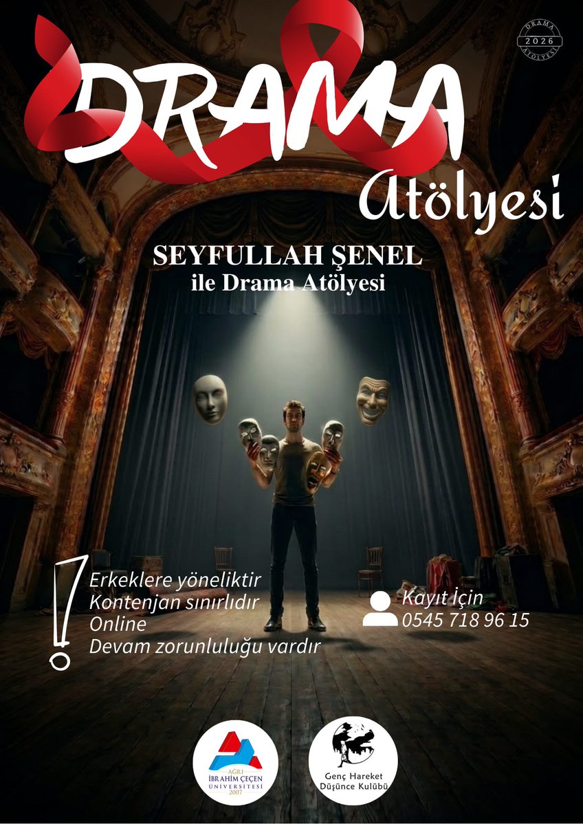 “Her güzel şey, O’ndan bir nişanedir.”

Seyfullah Şenel ile Drama Atölyesi:
Kendini keşfetmeye ve hakikati sahnede ifade etmeye var mısın?

Erkeklere yöneliktir, kontenjan sınırlıdır.
Online

Kayıt: 0545 718 96 15
.
#dramaatölyesi #vodvilsahne #sahne 
#imhağrı #Gençhareketağrı