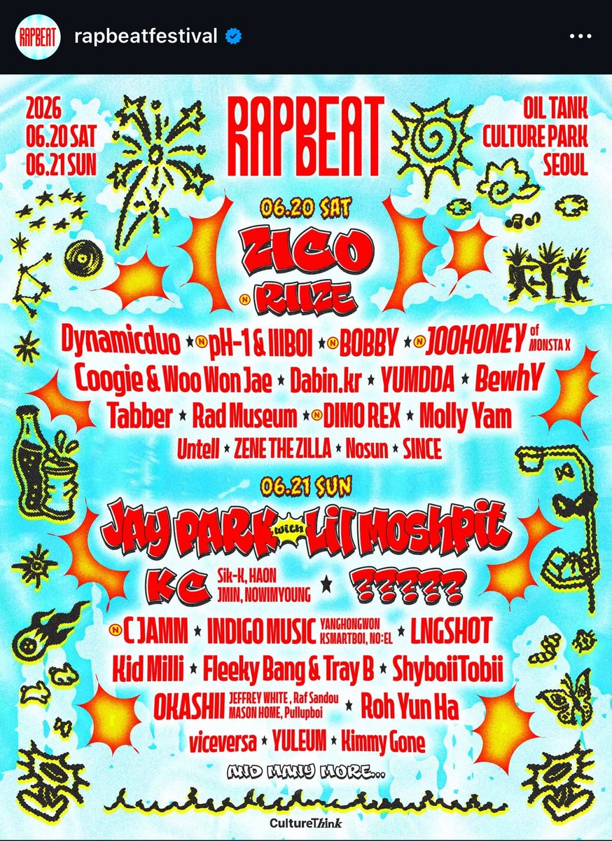 RAPBEAT FESTIVAL ประกาศไลน์อัพศิลปินรอบที่ 2 ออกมา มีชื่อพี่บ๊อบบี้ เป็น 1 ในศิลปินที่จะขึ้นแสดงในวันเสาร์ที่ 20 มิถุนายนนี้ งานจัดขึ้นที่ Oil Tank Culture Park,โซล ❤️‍🔥