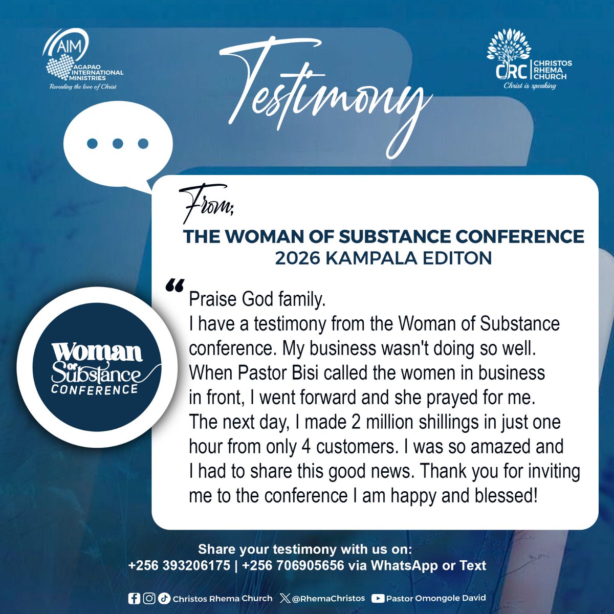 RhemaChristos's tweet photo. The Woman of Substance Conference wasn't an ordinary gathering of ladies.
Testimonies are flowing in.
You too can share your testimony
#WOSConference
#GloriousManifestation
#Possession https://t.co/EH1mCAQFUo
