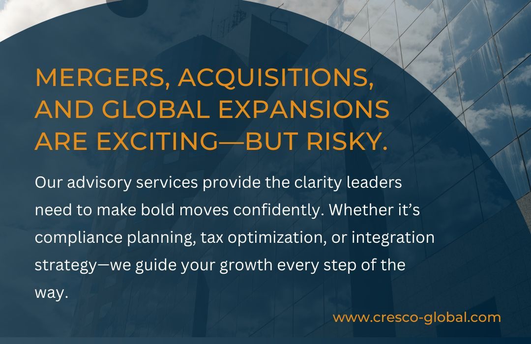CrescoGlobal's tweet photo. M&A is more than legal review.
It’s structure, tax alignment, governance, and post-merger execution.
Cresco Advisory supports transactions from strategy to integration.
https://t.co/sF1aFT3Dng
#MergersAndAcquisitions #CorporateStrategy #GlobalExpansion #TaxStructuring https://t.co/oZbthmbFj3